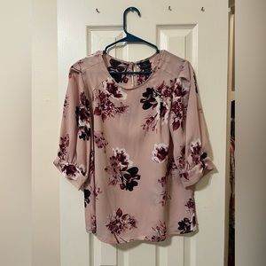 Worthington Pink floral blouse. Size: Large